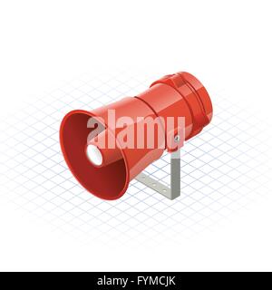 Isometrische Lautsprecher Horn solidere Alarm eine Sicherheit-Ausrüstung-Vektor-Illustration Stock Vektor