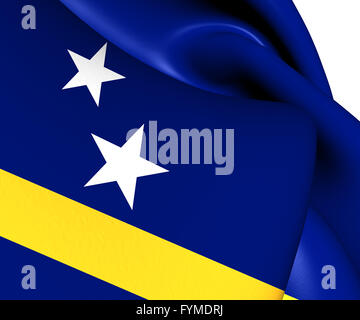 Flagge von Curacao. Hautnah. Stockfoto