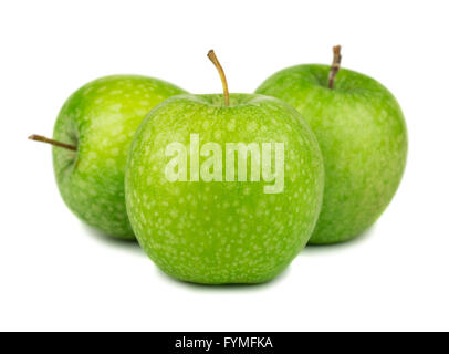 Drei grüne Äpfel Stockfoto