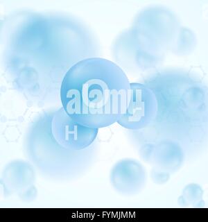 H2O Wasser blau Vektor abstrakte Moleküldesign Stockfoto