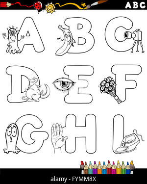 Cartoon-Alphabet-Malvorlagen Stockfoto