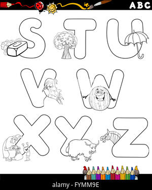 Cartoon-Alphabet für Malbuch Stockfoto