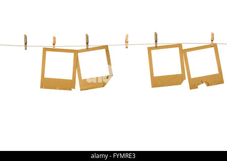 Alten Fotorahmen hängen in der Zeile Stockfoto