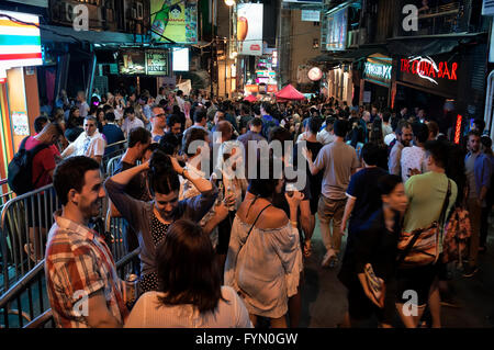 Nachtleben in Lan Kwai Fong, Hongkong, China. Stockfoto