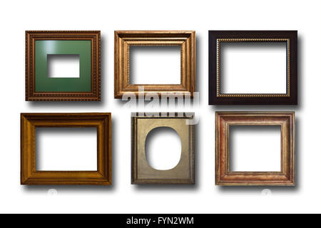 Vergoldeter Holzrahmen für Bilder auf isolierte Hintergrund Stockfoto