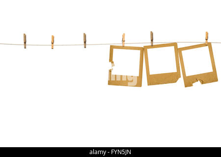 Alten Fotorahmen hängen in der Zeile Stockfoto