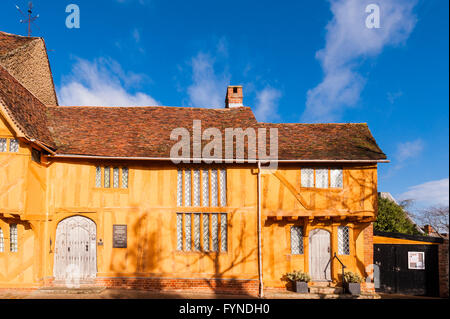 Die kleine Halle Holz gerahmt Gebäude Museum in dem malerischen Dorf Lavenham in Suffolk, England, Großbritannien, Uk Stockfoto