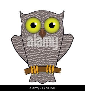 Cartoon-Eule, Isolated on White Background. Stock Vektor