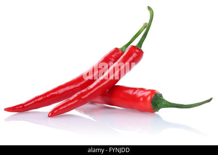 Red hot Chili peppers Pfeffer isoliert auf weißem Hintergrund Stockfoto