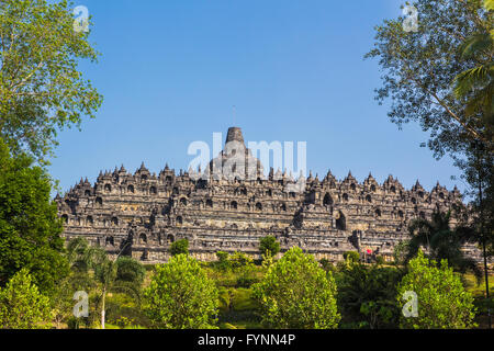 Borobudur Tempel am Tag Zeit, Yogyakarta, Java, Indonesien. Stockfoto