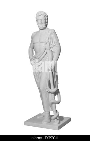 Klassische weiße Marmorstatue des Asklepios Stockfoto