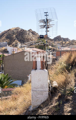 Ungewöhnliche Höhlenwohnungen in Purullena in der Nähe von Guadix, Spanien Stockfoto