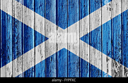 Flagge von Schottland bemalt auf Holzrahmen Stockfoto