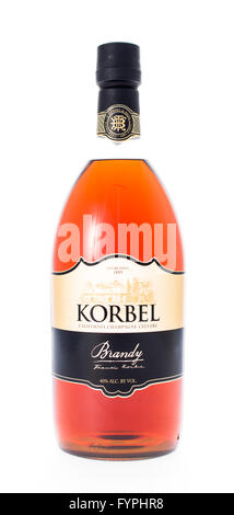 Winneconne, Wisconsin - 21. Februar 2015: Flasche Korbel Brandy alkoholische Getränke Stockfoto