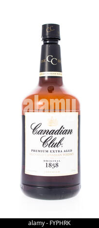 Winneconne, Wisconsin - 21. Februar 2015: Flasche Canadian Club Whiskey alkoholische Getränke Stockfoto