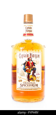 Winneconne, Wisconsin - 21. Februar 2015: Flasche Captain Morgan spiced rum alkoholische Getränke Stockfoto