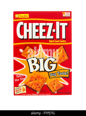 Winneconne, Wisconsin - 4. Februar 2015: Cheez-It Big Box von Crackern 1921 gegründet und ist jetzt im Besitz von Kellogg Company. Stockfoto