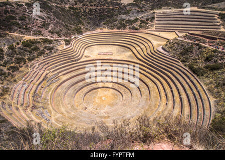 Muränen, eine archäologische Stätte in der Nähe von Cusco, Peru Stockfoto