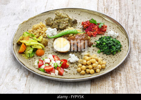 Äthiopische Küche, ein Teller Essen Stockfoto