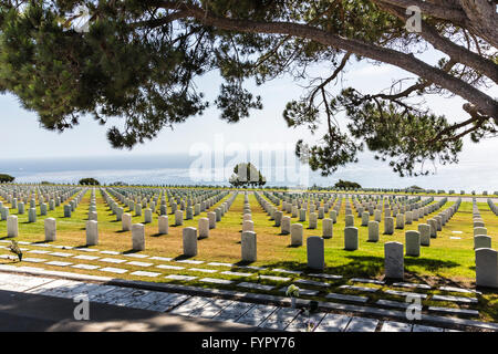 Fort Rosecrands Staatsangehörig-Kirchhof auf Point Loma in San Diego Stockfoto