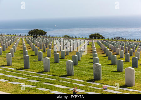 Fort Rosecrands Staatsangehörig-Kirchhof auf Point Loma in San Diego Stockfoto