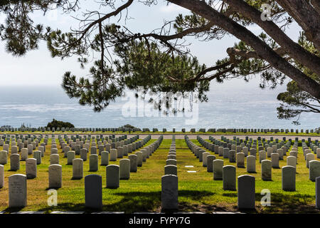 Fort Rosecrands Staatsangehörig-Kirchhof auf Point Loma in San Diego Stockfoto