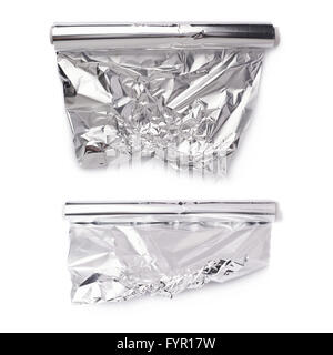 Satz von Papierrolle Alu Folie über isolierte weißen Hintergrund Stockfoto