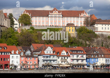 Seepromenade mit Neues Schloss neues Schloss Meersburg, Bodensee, Baden-Württemberg, Deutschland Stockfoto