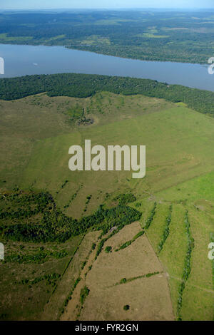 Luftaufnahme, groß angelegte clearing für Weiden, Amazonas-Regenwald am Rio Tapajos, Itaituba Distrikt, Bundesstaat Para, Brasilien Stockfoto