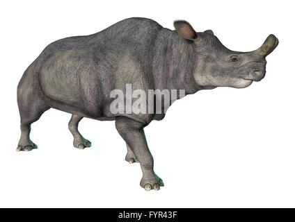3D-Rendering einer zu Fuß Brontotherium isoliert auf weißem Hintergrund Stockfoto