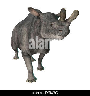 3D-Rendering einer zu Fuß Brontotherium isoliert auf weißem Hintergrund Stockfoto