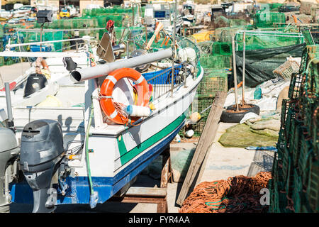 Alte Fisherboat in einer Werft Stockfoto