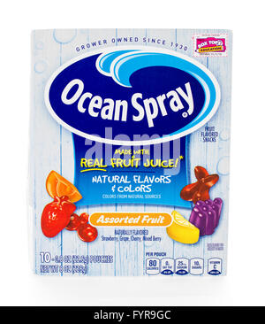 Winneconne, Wisconsin - 8. Februar 2015: Box von Ocean Spray sortiert Frut gewürzte Snacks. Stockfoto