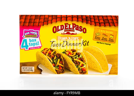 Winneconne, Wisconsin - 8. Februar 2015: Stand'n Zeug Old El Paso Taco Dinner Kit das seit 1938 in Bussines. Stockfoto