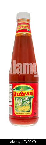 Winneconne, Wisconsin - 14. Januar 2016: Flasche Jufran Bananen-Sauce aus den Philippinen. Stockfoto