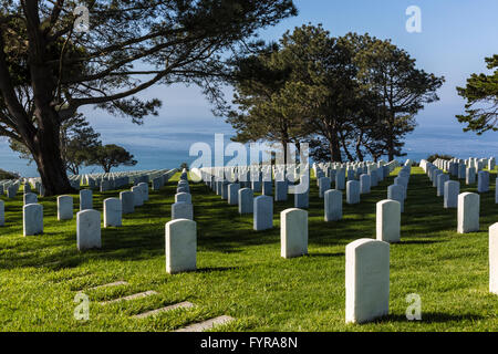 Fort Rosecrands Staatsangehörig-Kirchhof auf Point Loma in San Diego Stockfoto