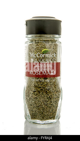 Winneconne, Wisconsin - 26. Februar 2016: Flasche von McCormick Gourmet zerkleinert Rosmarin Gewürz Stockfoto