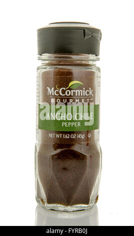 Winneconne, Wisconsin - 26. Februar 2016: Flasche von McCormick Gourmet-Ancho Chile Pfeffer Stockfoto