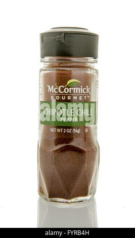 Winneconne, Wisconsin - 26. Februar 2016: Flasche von McCormick Gourmet Chipotle Chile Pfeffer Stockfoto