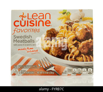 Winneconne, Wisconsin - 2. März 2016: eine Schachtel mit Lean Cuisine schwedischen Fleischbällchen Stockfoto