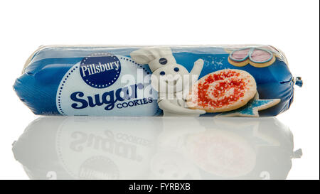 Winneconne, Wisconsin - 7. Februar 2016: Paket von Pillsbury Plätzchenteig in Zucker Geschmack. Stockfoto