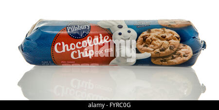 Winneconne, Wisconsin - 7. Februar 2016: Paket von Pillsbury Plätzchenteig in chocolate Chip-Geschmack. Stockfoto