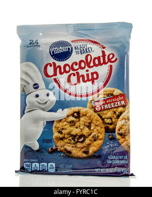 Winneconne, Wisconsin - 7. Februar 2016: Paket von Pillsbury Plätzchenteig in chocolate Chip-Geschmack. Stockfoto