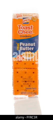 Winneconne, Wisconsin - 19. Februar 2016: Paket von Lance Toast Chee Cracker, die Erdnussbutter enthält. Stockfoto