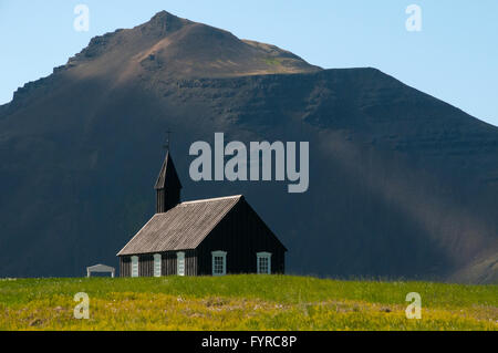 Schwarze Kirche Budir Snaefellsnes Halbinsel Island Stockfoto