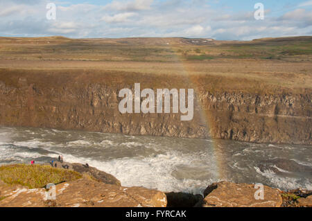 Gullfoss Wasserfall, Fluss Hvítá, Haukadalur, Golden Circle, Süden Islands Stockfoto