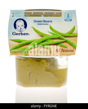 Winneconne, Wisconsin - 19. November 2015: Paket von Gerber Green bean alle natürliche Baby-und Kinderrezepte Stockfoto