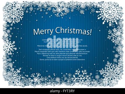 Blaue Weihnachten Hintergrund mit Rahmen aus Schneeflocken Stock Vektor