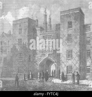 LINCOLN es INN FIELDS: Lincolns Inn Tor, Chancery Lane. London, print c1880 Stockfoto