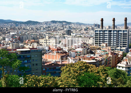 Skyline von Barcelona Montjuic Berg. Barcelona, Katalonien, Spanien, Europa Stockfoto
